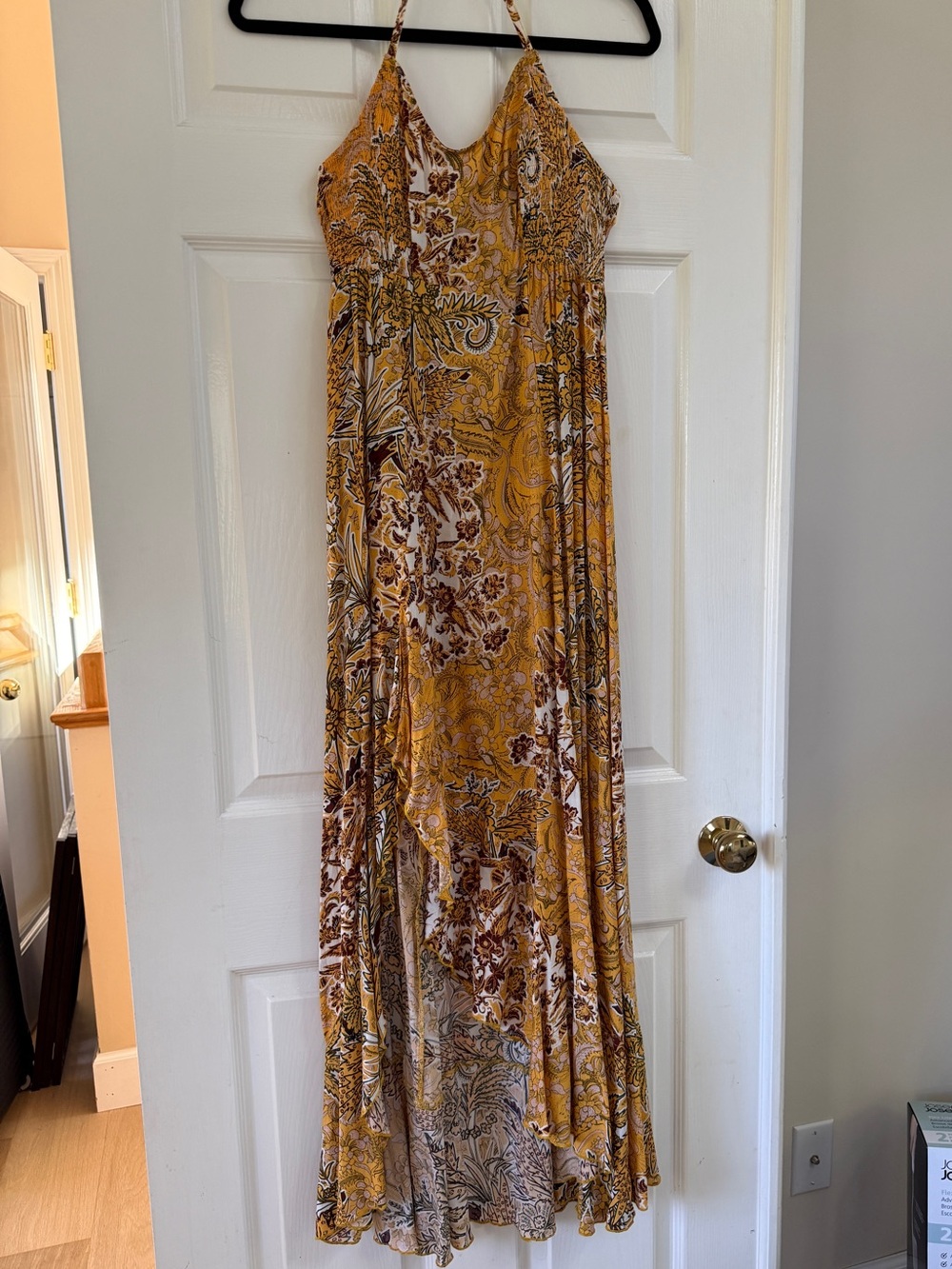 Free People - Mustard Paisley Halter Maxi Dress